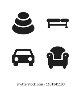 comfortable icon. 4 comfortable vector icons set. armchair, relaxation and bench icons for web and design about comfortable theme