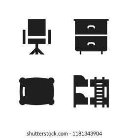comfortable icon. 4 comfortable vector icons set. pillow, drawers and armchair icons for web and design about comfortable theme