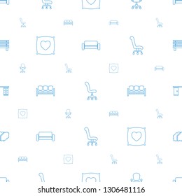 comfortable icons pattern seamless white background. Included editable line sofa, office chair, pillow with heart on it, office desk icons. comfortable icons for web and mobile.