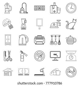 Comfortable icons set. Outline set of 25 comfortable vector icons for web isolated on white background