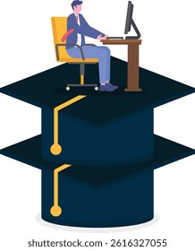 A comfortable job requires a high degree, This is a set of business illustrations


