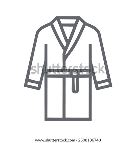 Comfortable long sleeve robe outline icon. Simple line icon design of a comfortable, long sleeved bathrobe with a belt, perfect for hotel, spa, or home wear.