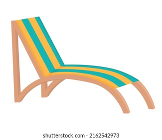 Comfortable lounge chair for sunbathing. Doodle flat clipart. All objects are repainted.