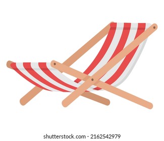 Comfortable lounge chair for sunbathing. Doodle flat clipart. All objects are repainted.