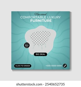comfortable luxury furniture social media post design template full editable home accessories vector online marketing