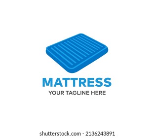 Comfortable matress bed logo design. Three bed mattresses on top, comfortable orthopedic mattress vector design and illustration.
