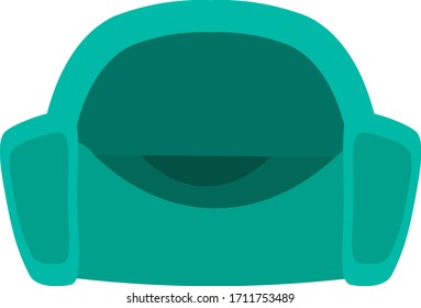 Comfortable modern green, soft sofa. Interior design elements. Furniture for the apartment. The icon. Vector flat illustration.