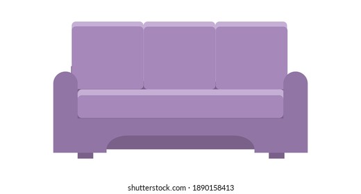 Comfortable modern purple sofa Flat vector illustration isolated