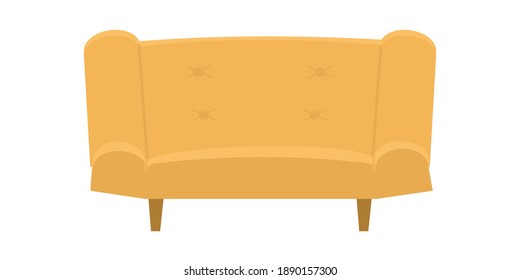 Comfortable modern yellow sofa Flat vector illustration isolated
