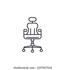 comfortable office chair vector linear icon isolated on white