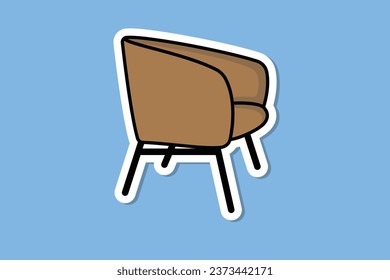 Cómoda ilustración vectorial Sticker de Office y House Sofa Chair. Concepto de icono de objeto interior. Mobiliario para el diseño de pegatinas de decoración de casa y oficina con sombra.