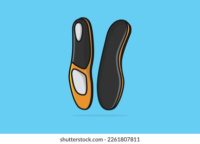 Comfortable Orthotics Shoe Insole Pair, Arch Supports vector illustration. Fashion object icon concept. Back and front view of insoles for a comfortable and healthy walk vector design with shadow.