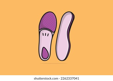 Comfortable Orthotics Shoe Insole Pair, Arch Supports vector illustration. Fashion object icon concept. Back and front view of insoles for a comfortable and healthy walk vector design with shadow.