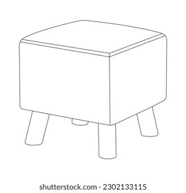 Comfortable ottoman on white background, vector file, outline, eps10.