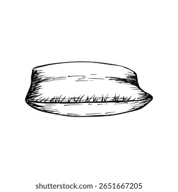 Almofada confortável, desenho à mão esboço ilustração. Artigos de quarto, casa confortável, decoração de hotel. Desenho de esboço de almofada, têxteis domésticos, elementos de cama. Clipart de arte de linha vetorial
