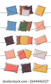 Comfortable pillows one line colored continuous drawing. Orthopedic pillows. Vector illustration.