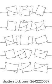Comfortable pillows one line continuous drawing. Orthopedic pillows. Vector illustration.