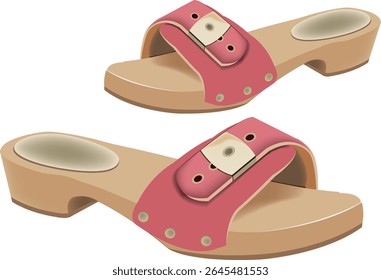 Comfortable pink clogs sandals with adjustable buckles, ideal for summer days, shown on a clean white background