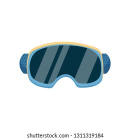 Comfortable protective blue ski goggles with durable rubber isolated on a white