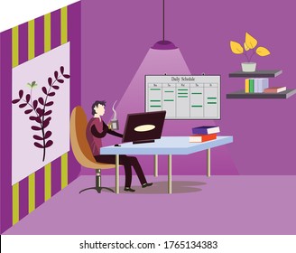 a comfortable room to work from home while enjoying coffee