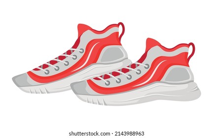 Comfortable running shoes semi flat color vector object. Sporting equipment. Sports gear. Fitness tool. Full sized item on white. Simple cartoon style illustration for web graphic design and animation