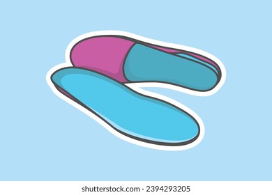 Comfortable shoes arch support insoles Sticker vector illustration. Fashion object icon concept. Two-layered shoe arch support insole sticker design icon with shadow.