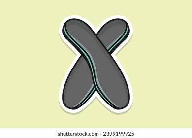 El arco de zapatos cómodos da soporte a la ilustración vectorial Sticker. Concepto de icono de objeto de moda. Icono de diseño de pegatinas de dos capas de arco de zapatos con sombra.