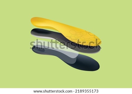 Comfortable shoes arch support insoles vector illustration. Vector design for three-layered shoe arch support insole.