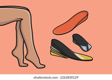 Comfortable Shoes Insoles with Human Foot vector illustration. Fashion object icon concept. Insoles for a comfortable and healthy walk vector design with shadow. Orthopedic arch support insole logo.