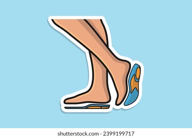 Cómodas Insolas de Zapatos con ilustración vectorial del pegatina de pies humanos. Concepto de icono de objeto de moda. Insoles para un cómodo y saludable diseño de pegatinas para caminar con sombra.