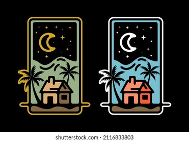 comfortable simple house line art illustration design