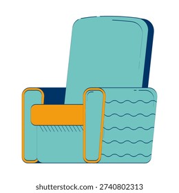 Comfortable single armchair 2D doodle object. Upholstered furniture. Cushioned seat. Living room lounge chair cartoon element flat vector clipart isolated on white background. Hand drawn illustration
