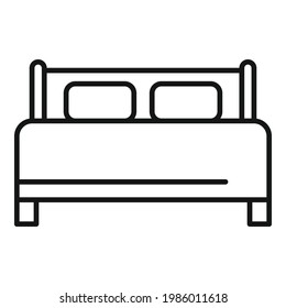 Comfortable sleeping bed icon. Outline Comfortable sleeping bed vector icon for web design isolated on white background