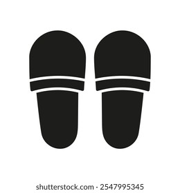 Comfortable Slippers Silhouette Icon. Indoor Shoes For Rest And Relaxation Glyph Symbol. Isolated Vector Illustration.