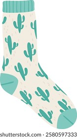 Comfortable sock featuring a repeating cactus motif, adding a touch of Southwestern charm to any outfit, perfect for expressing a love for desert landscapes and embracing Arizona style