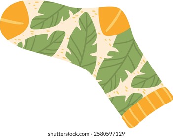 Comfortable sock featuring a vibrant tropical leaf design, evoking a sense of summer, warmth, and relaxation, perfect for adding a touch of nature to everyday style
