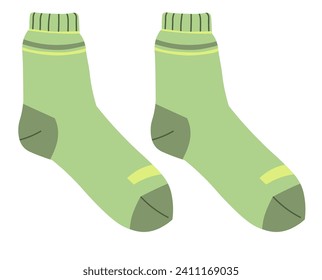 Komfortable Socken aus hellem Material für den Sport, einzelne Strumpfhosen für aktiven Lifestyle. Sportbekleidung für Damen und Herren, Unisex-Kleidung und Accessoires für stilvolles Aussehen. Vektorgrafik im Flachstil