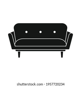 comfortable sofa black simple icon. Vector comfortable sofa black simple icon isolated on white background for web, game, app and advertising