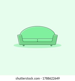 Cómodo estilo de iconos de línea rellenados por Sofá. Sencillo y minimalista. Ilustración de vectores de interiores y muebles. Caricatura sobre el asiento de sillón colorido. Sala de estar, casa, apartamento, decoración de oficina. 