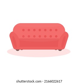 Comfortable sofa isolated on white background. Red interior sofa. Flat vector illustration.
