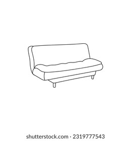 Cómodo diseño de logotipo simple de línea Sofa, plantilla de ilustración vectorial