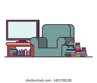 comfortable sofa in living room with plasma tv
