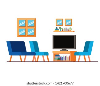 comfortable sofa in living room with plasma tv