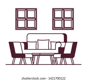 comfortable sofa in living room with white background