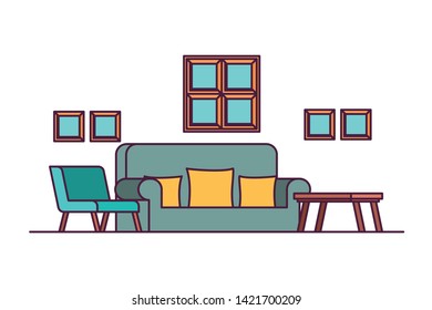 comfortable sofa in living room with white background