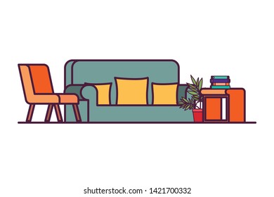comfortable sofa in living room with white background