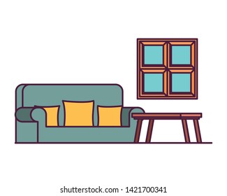 comfortable sofa in living room with white background