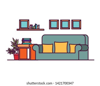 comfortable sofa in living room with white background