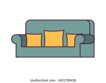 comfortable sofa in living room with white background