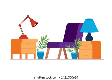 comfortable sofa in living room with white background